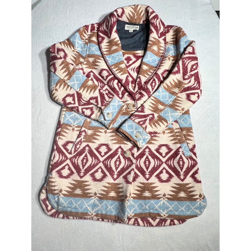 Idyllwind Miranda Lambert Southwestern Print Shawl Collar Coat Small Burgundy